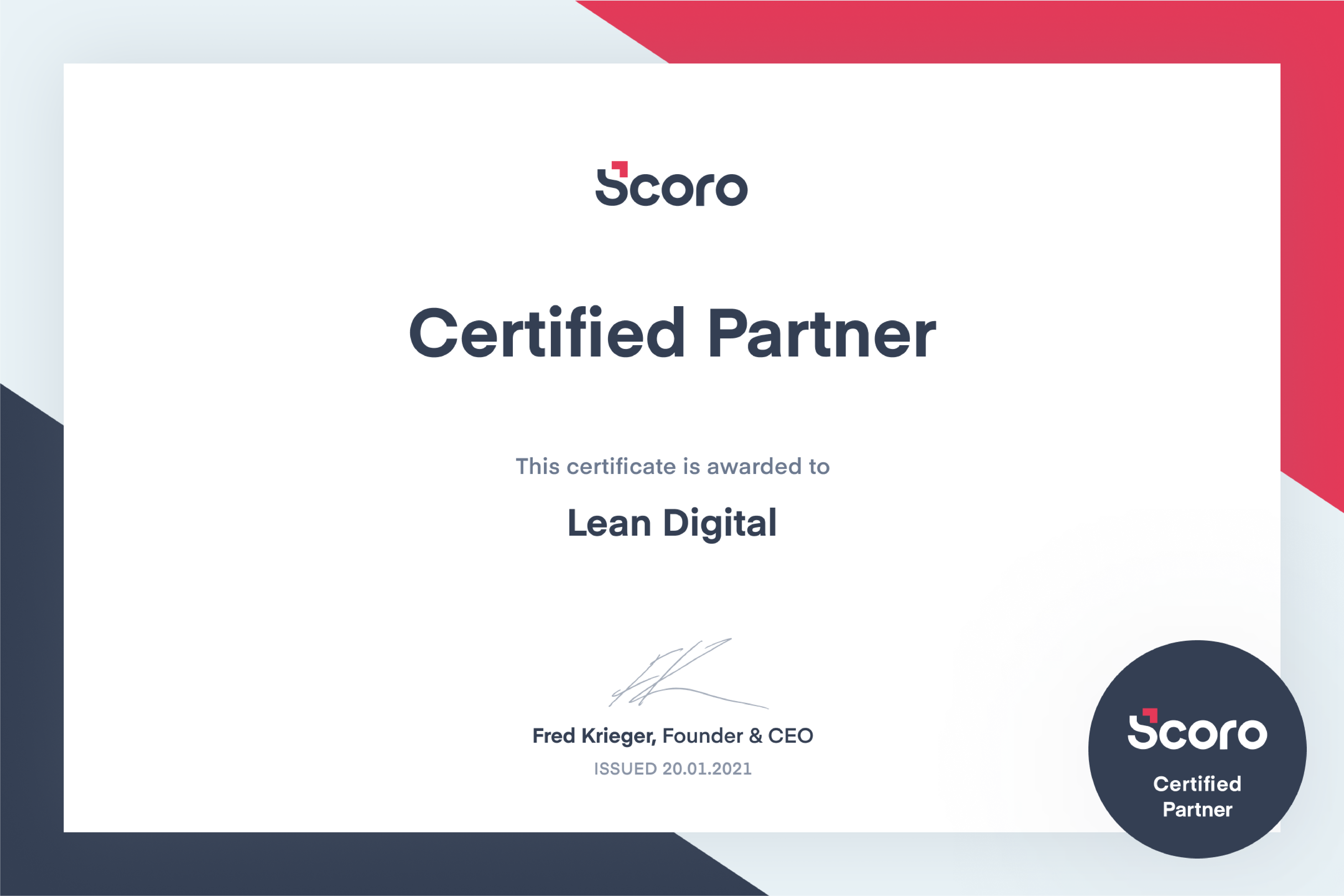 Scoro certified partner certificate